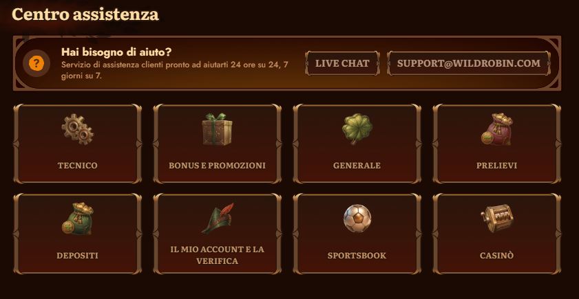 Usa il centro assistenza disponibile ventiquattro ore 