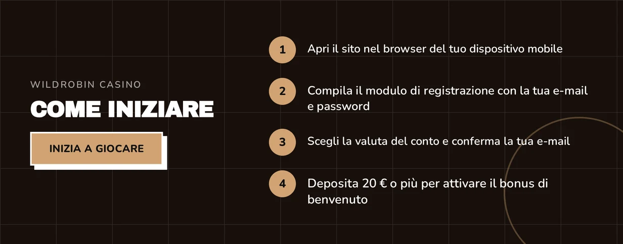 Registrati e ottieni il bonus